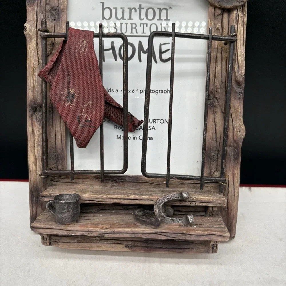 burton + BURTON Western Cowboy Horse Hat Rustic 4x6 Picture Frame 2006 Decor